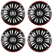 Set 4 Capace Roti pentru Seat model Falcon Black Cu Rama Rosie R14