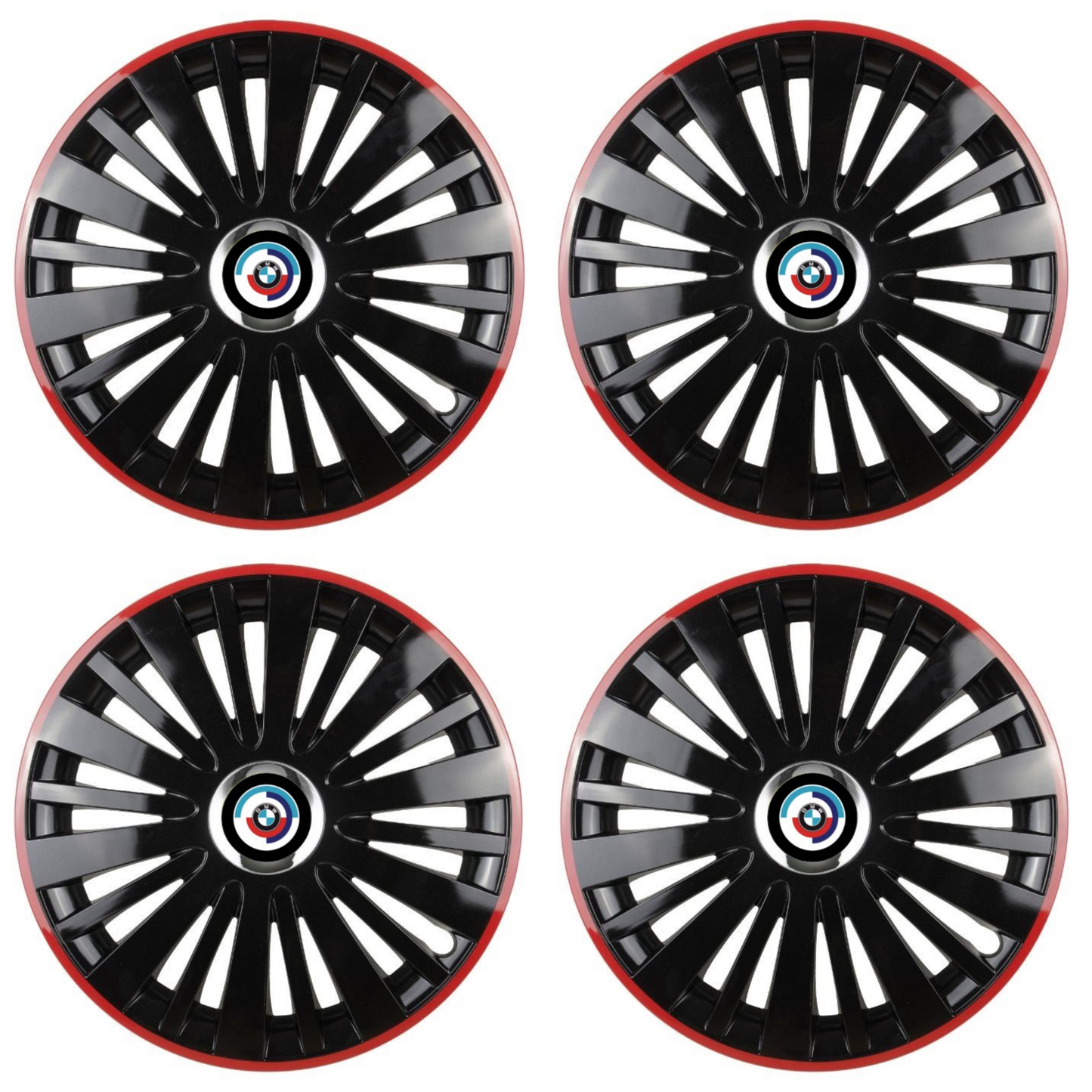 Set 4 Capace Roti pentru BMW Nou model Falcon Black Cu Rama Rosie R14