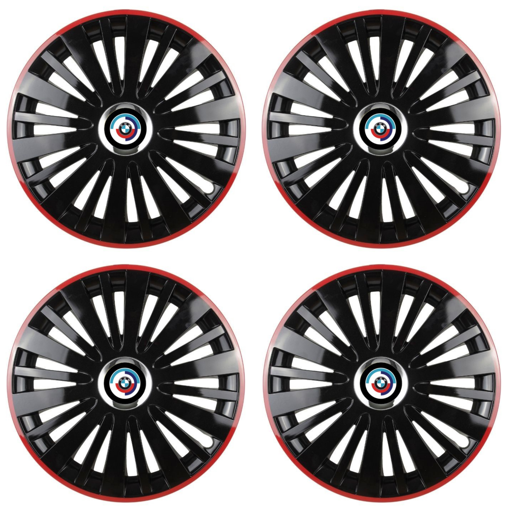 Set 4 Capace Roti pentru BMW Nou model Falcon Black Cu Rama Rosie R14 BMW