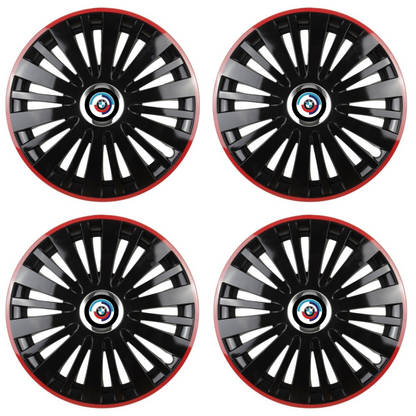 Set 4 Capace Roti pentru BMW Nou model Falcon Black Cu Rama Rosie R14