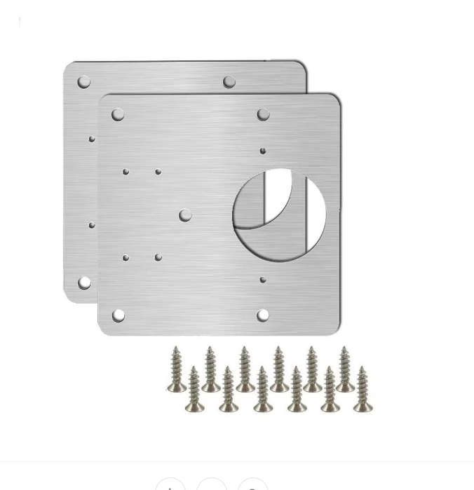 Kit reparatie balama, 2 placute pentru mobila, din otel inoxidabil, 9x9 cm