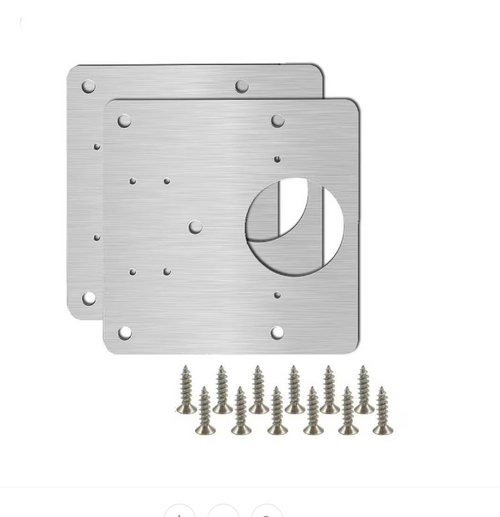 Kit reparatie balama, 2 placute pentru mobila, din otel inoxidabil, 9x9 cm