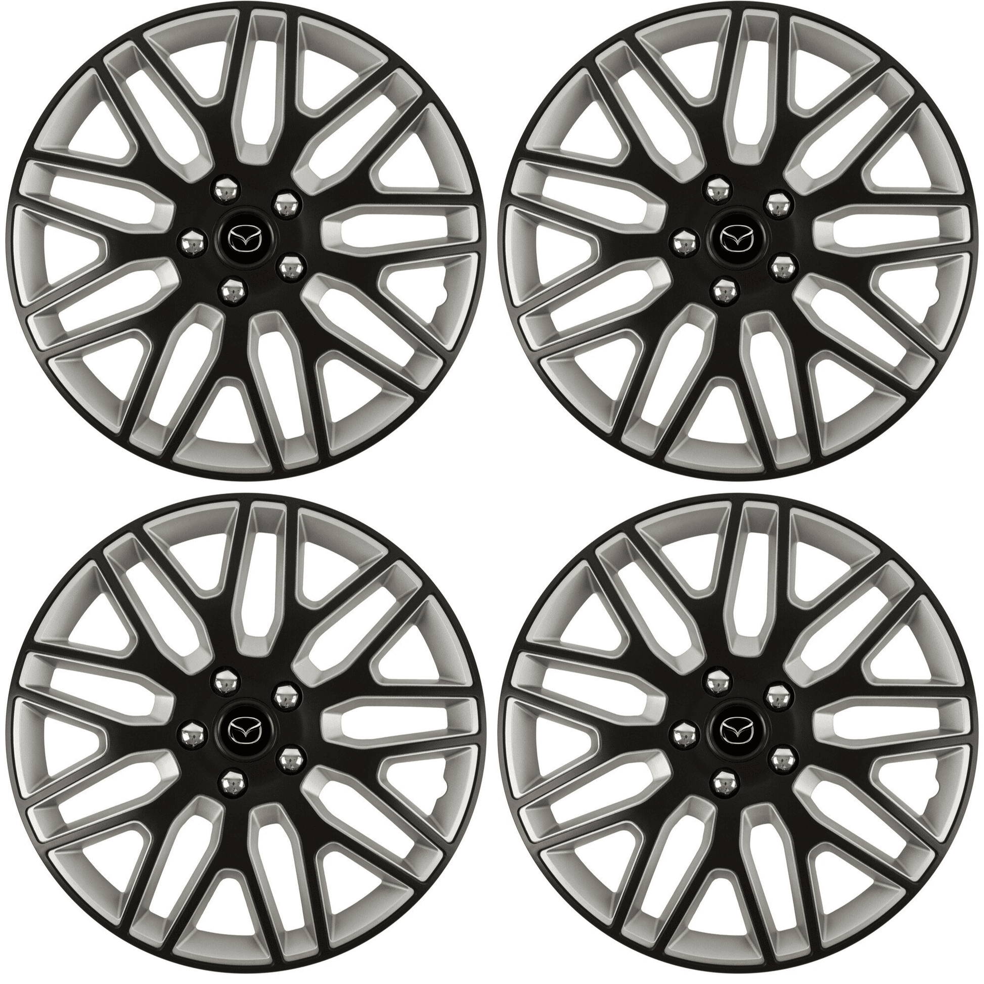 Set 4 Capace Roti 15 inchi (R15) Best Alb-Negru, Compatibile Cu Mazda