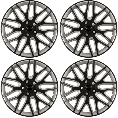 Set 4 Capace Roti 15 inchi (R15) Best Alb-Negru, Compatibile Cu Mazda