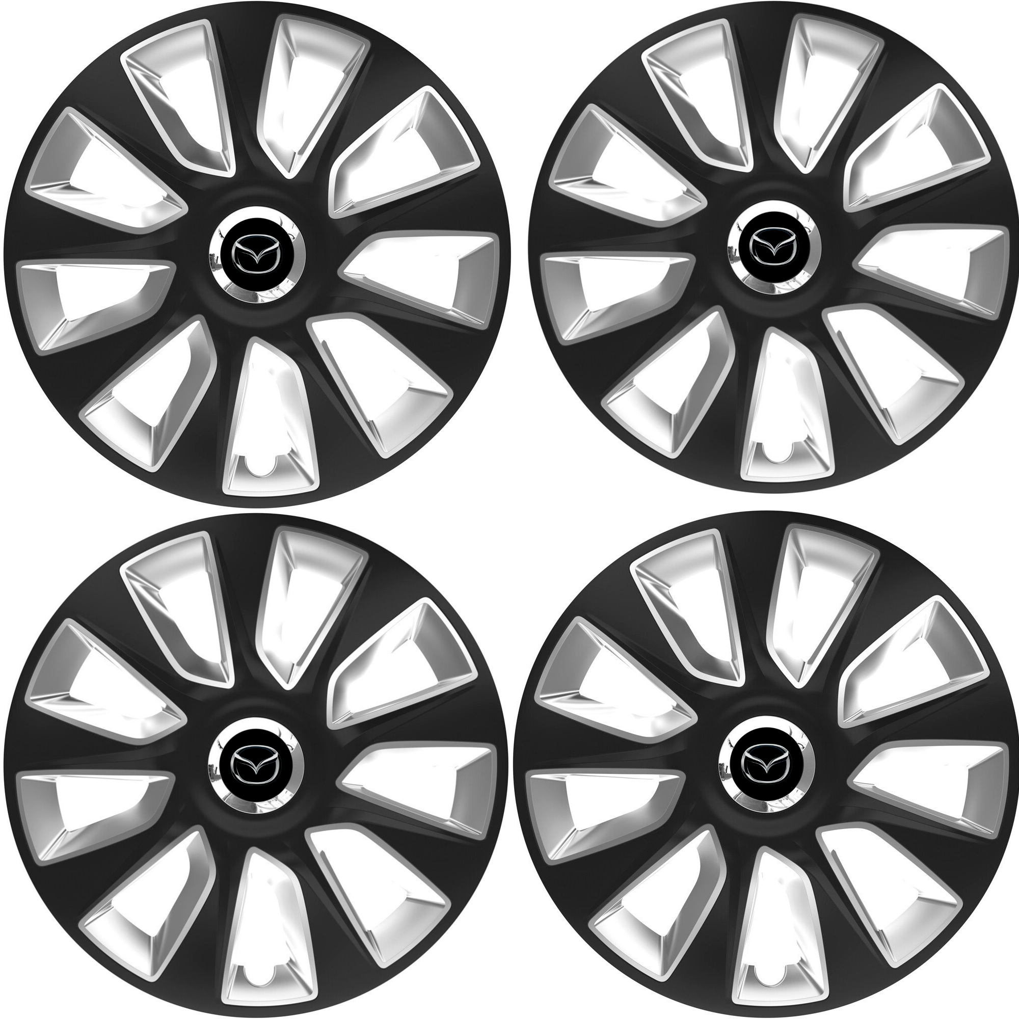 Set 4 Capace Roti 16 inchi (R16) Stratos Gri-Negru, Compatibile Cu Mazda