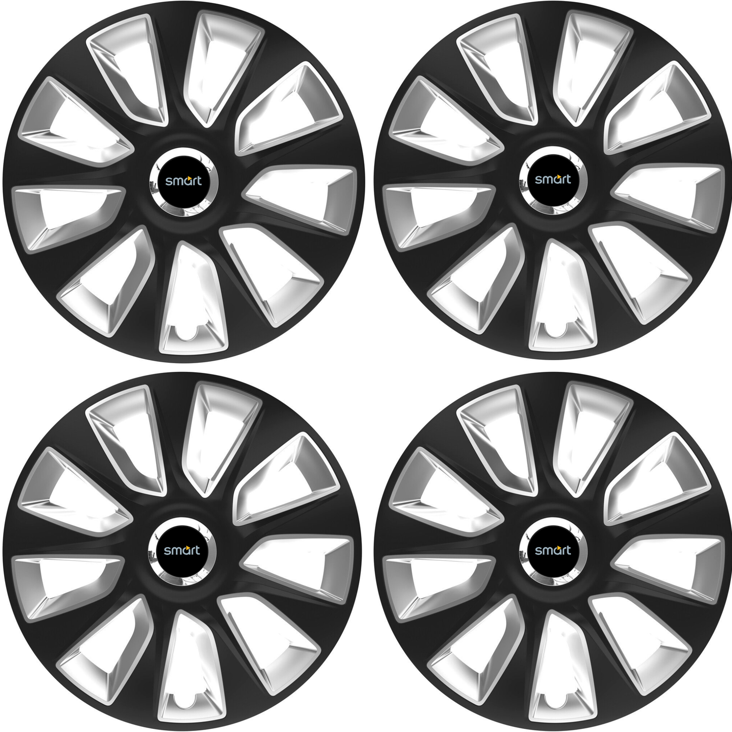 Set 4 Capace Roti 16 inchi (R16) Stratos Gri-Negru, Compatibile Cu Smart