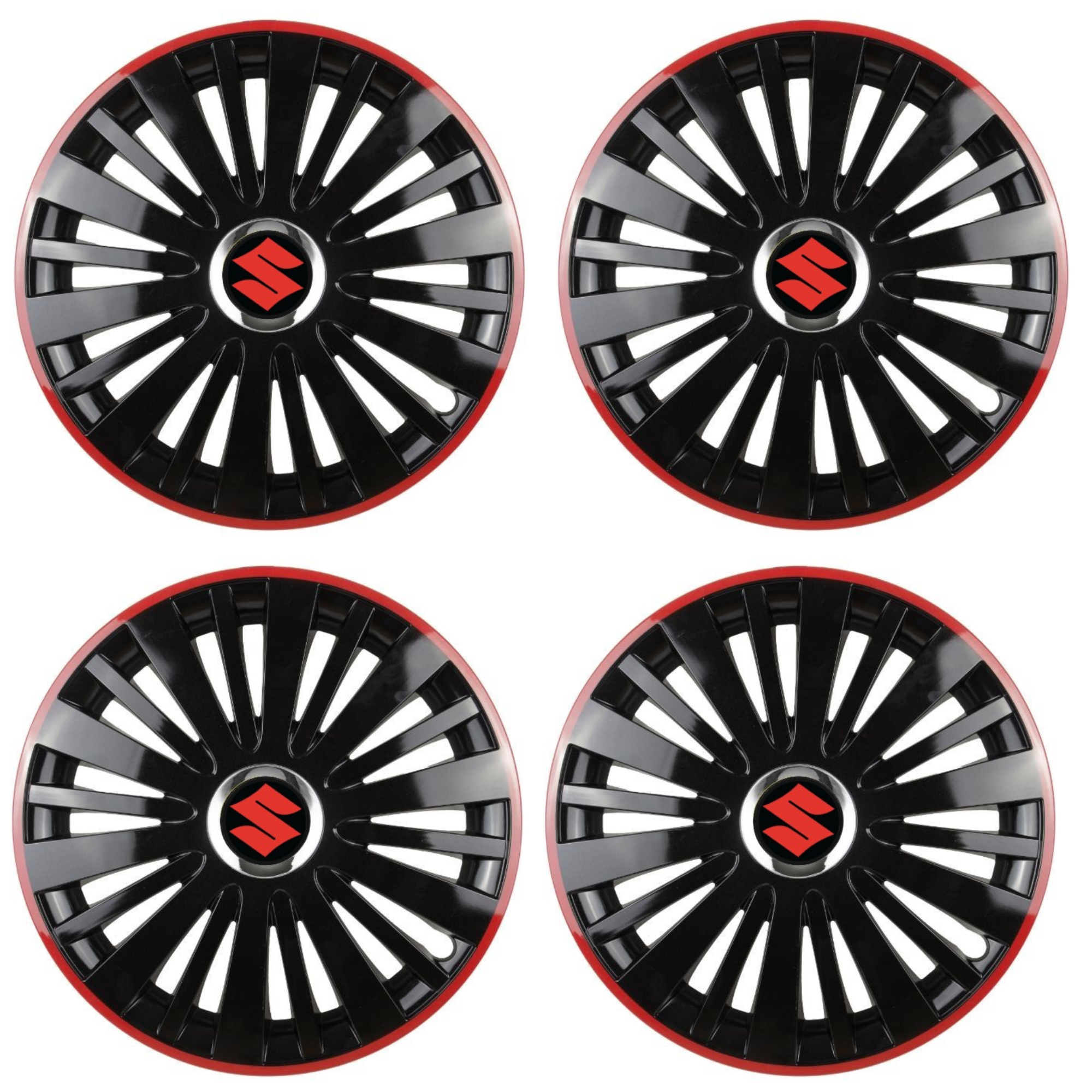 Set 4 Capace Roti pentru Suzuki model Falcon Black Cu Rama Rosie R14 SUZUKI