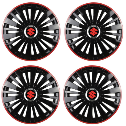 Set 4 Capace Roti pentru Suzuki model Falcon Black Cu Rama Rosie R14