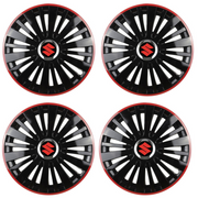 Set 4 Capace Roti pentru Suzuki model Falcon Black Cu Rama Rosie R14