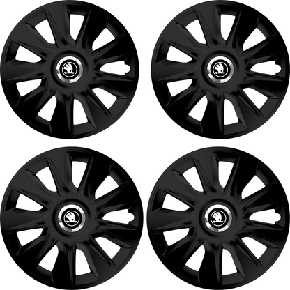 Set 4 Capace Roti 15 inchi (R15) Stratos Negru, Compatibile Cu Skoda Nou