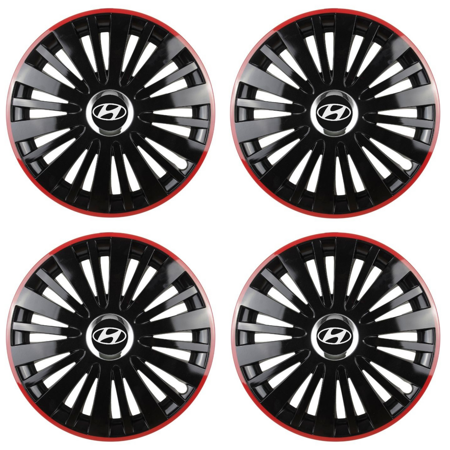 Set 4 Capace Roti pentru Hyundai model Falcon Black Cu Rama Rosie R14