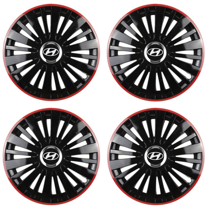 Set 4 Capace Roti pentru Hyundai model Falcon Black Cu Rama Rosie R14