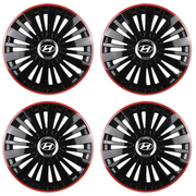 Set 4 Capace Roti pentru Hyundai model Falcon Black Cu Rama Rosie R15