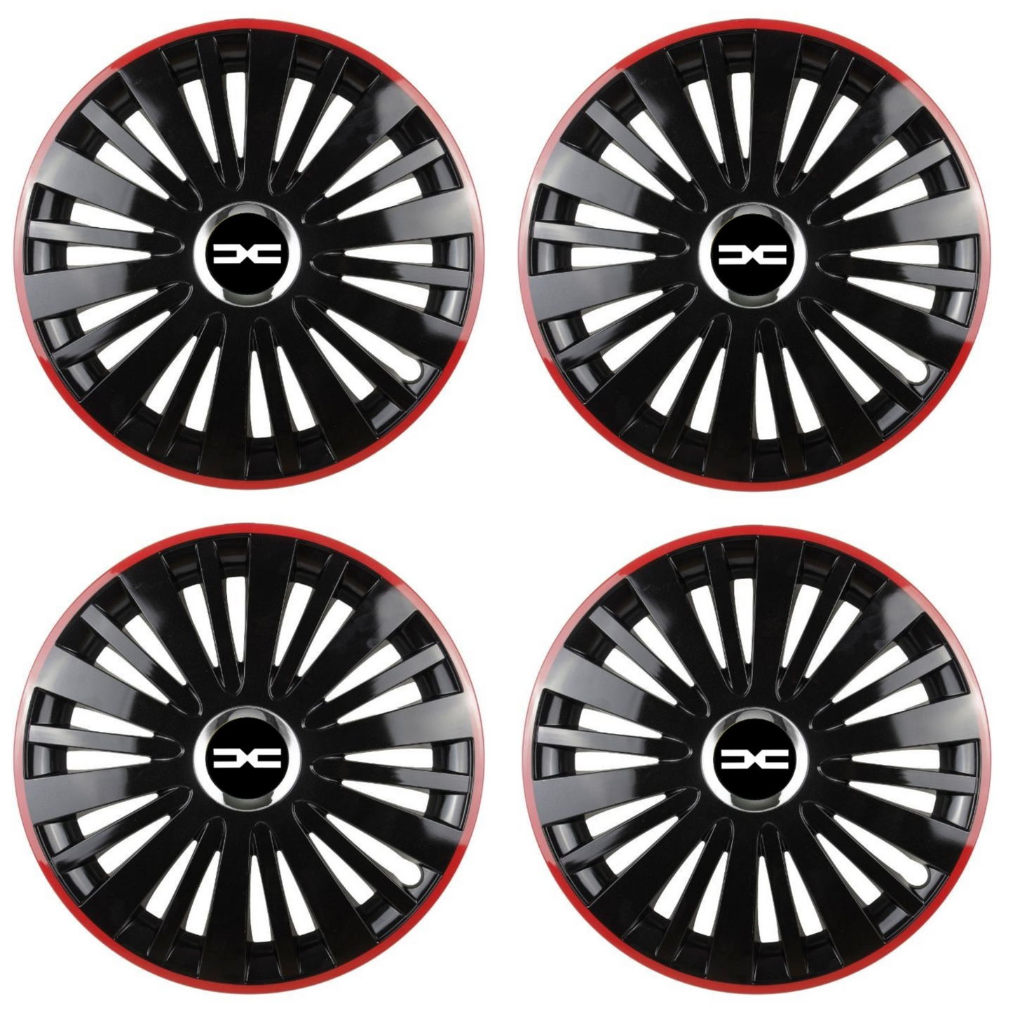 Set 4 Capace Roti pentru Dacia Nou model Falcon Black Cu Rama Rosie R16