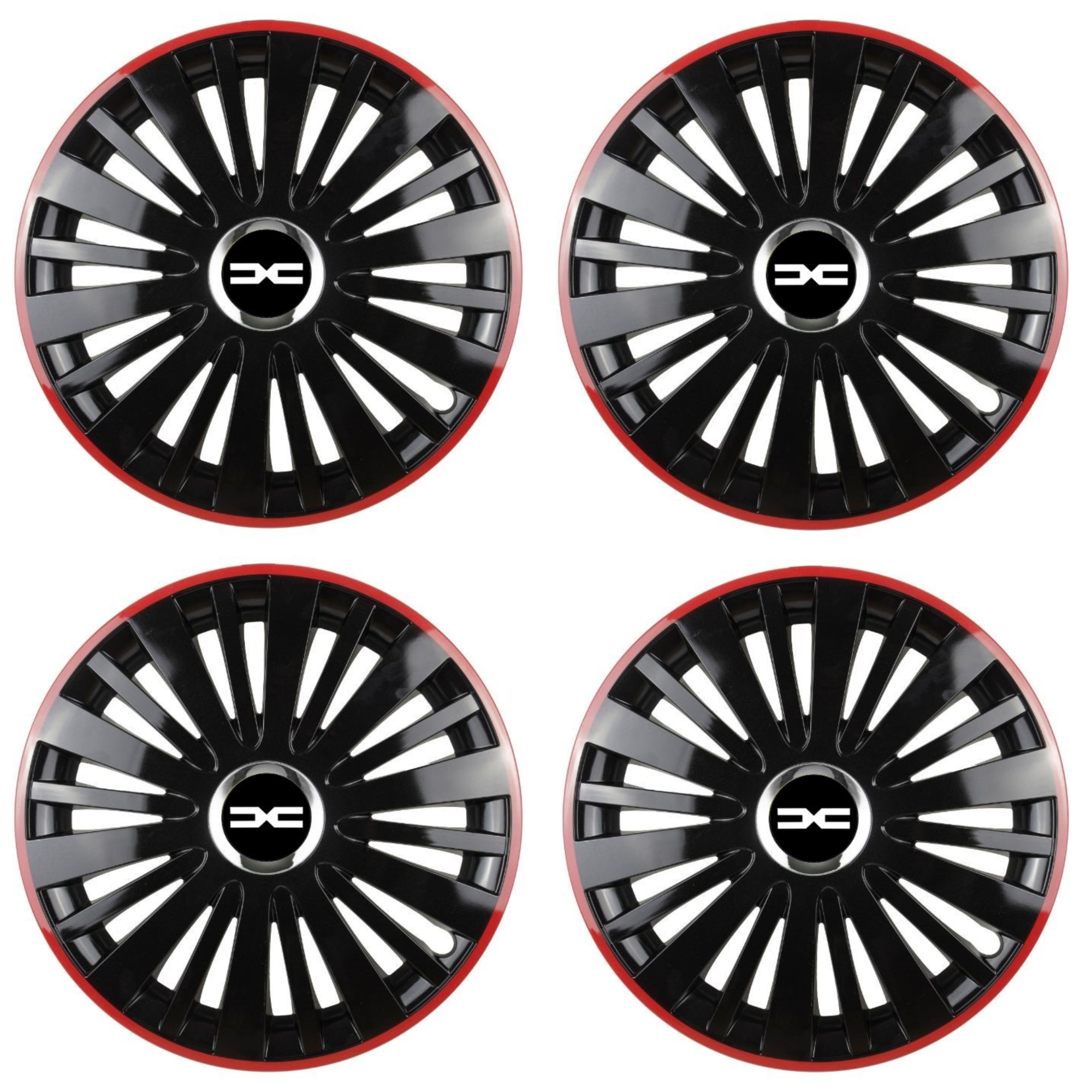 Set 4 Capace Roti pentru Dacia Nou model Falcon Black Cu Rama Rosie R15 DACIA