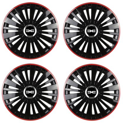 Set 4 Capace Roti pentru Dacia Nou model Falcon Black Cu Rama Rosie R16