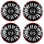 Set 4 Capace Roti pentru Dacia Nou model Falcon Black Cu Rama Rosie R16