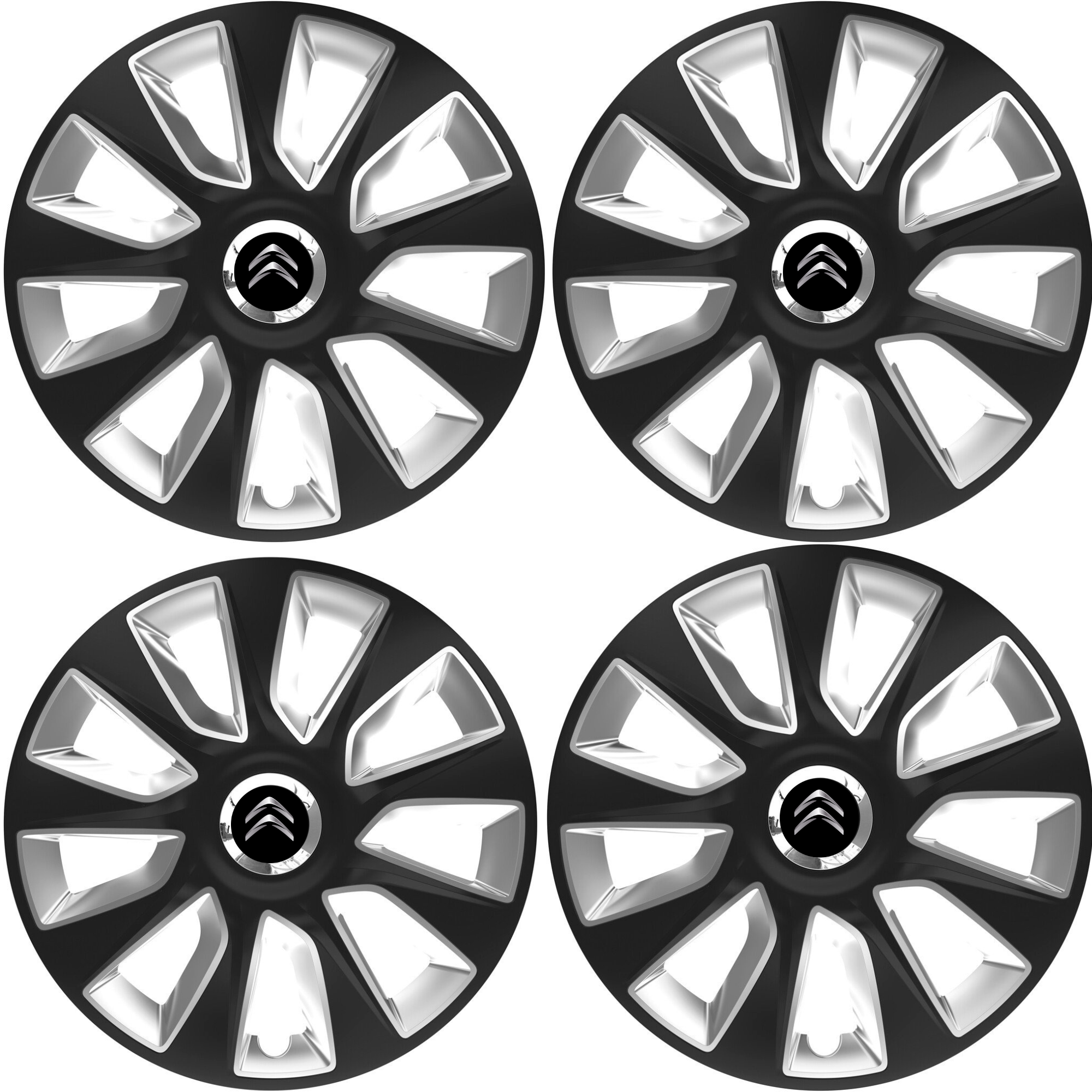 Set 4 Capace Roti 17 inchi (R17) Stratos Gri-Negru, Compatibile Cu Citroen