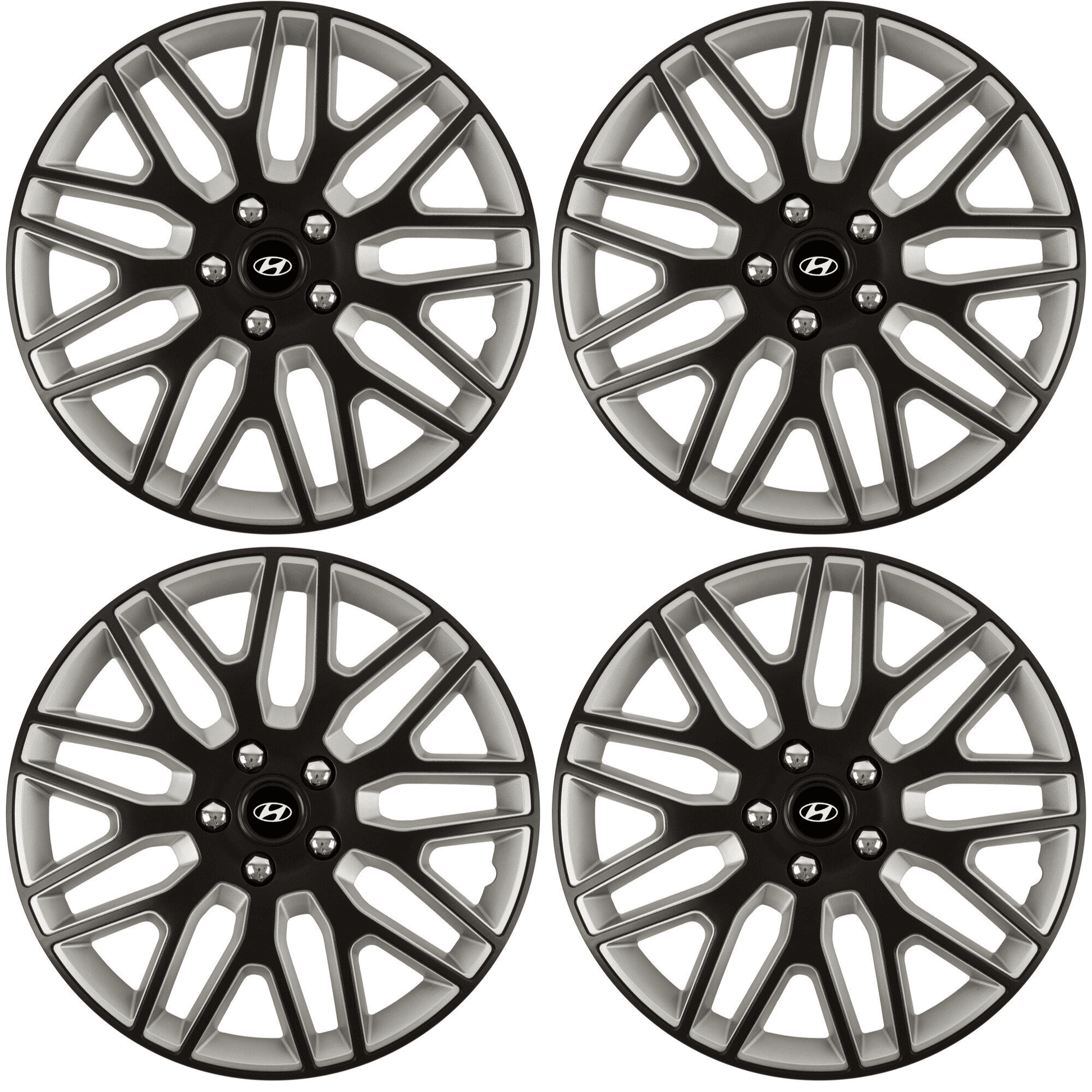 Set 4 Capace Roti 14 inchi (R14) Best Alb-Negru, Compatibile Cu Hyundai