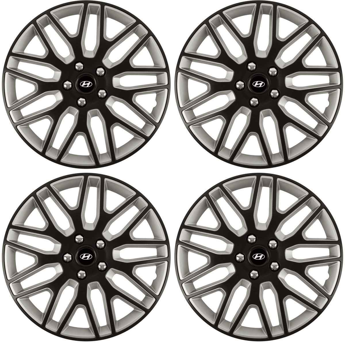 Set 4 Capace Roti 14 inchi (R14) Best Alb-Negru, Compatibile Cu Hyundai