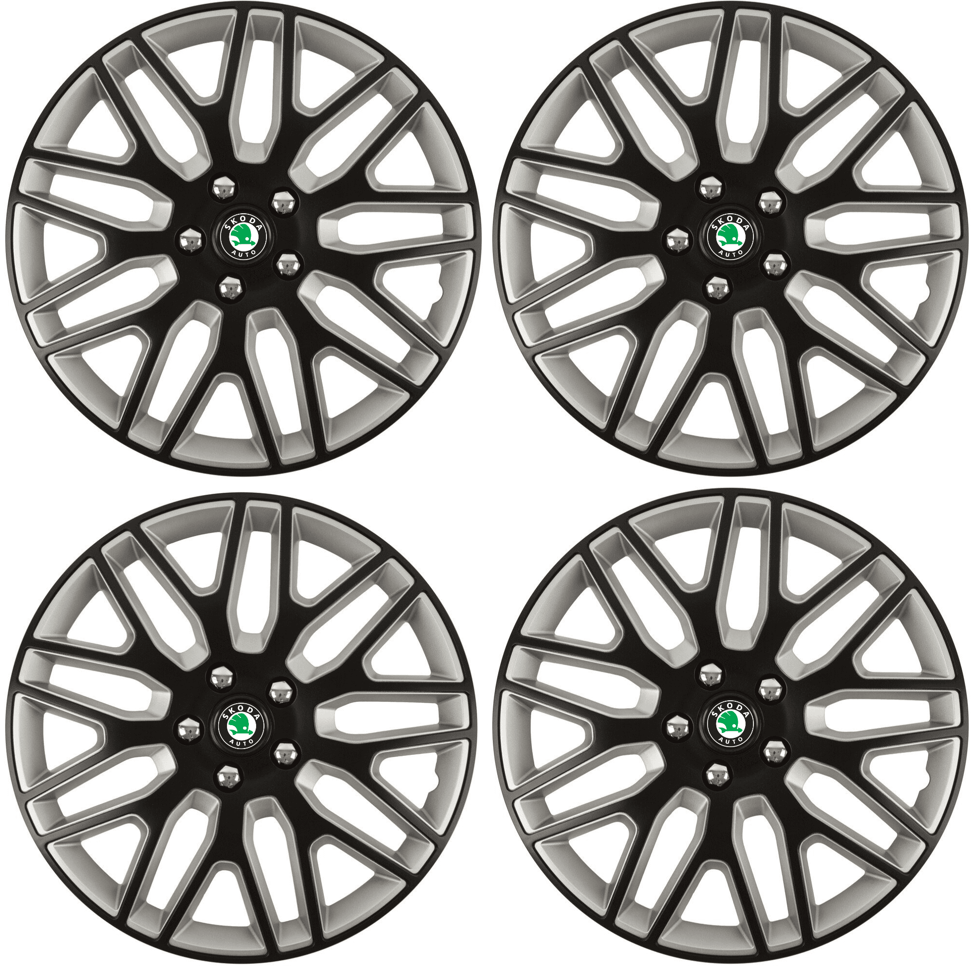 Set 4 Capace Roti 16 inchi (R16) Dakar Negru-Gri, Compatibile Cu Skoda