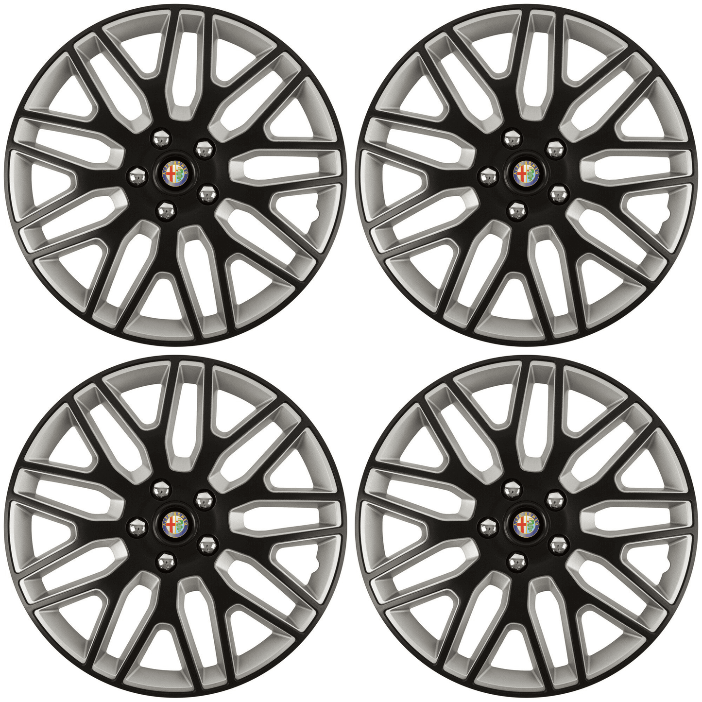 Set 4 Capace Roti 15 inchi (R15) Dakar Negru-Gri, Compatibile Cu Alfa Romeo