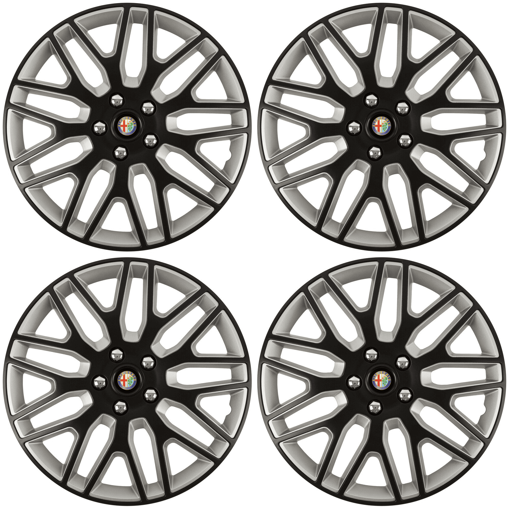 Set 4 Capace Roti 15 inchi (R15) Dakar Negru-Gri, Compatibile Cu Alfa Romeo