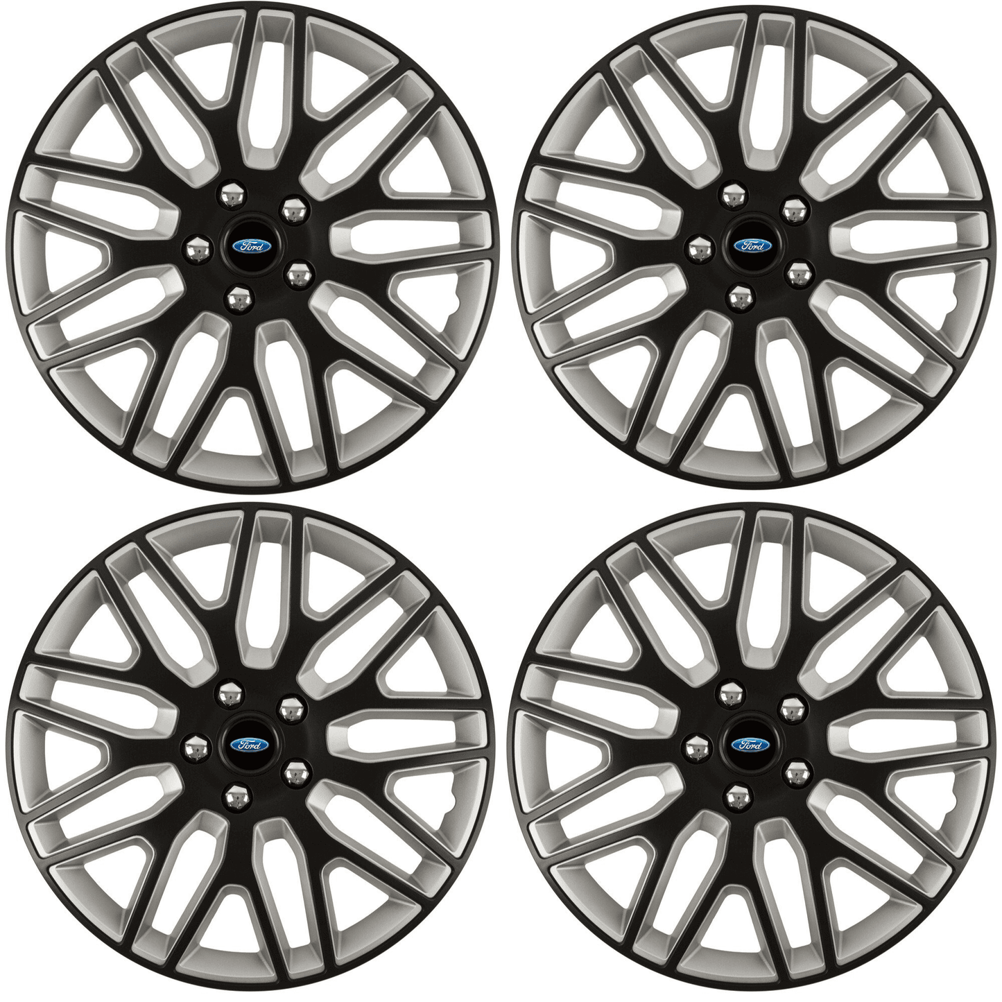 Set 4 Capace Roti 15 inchi (R15) Best Alb-Negru, Compatibile Cu Ford