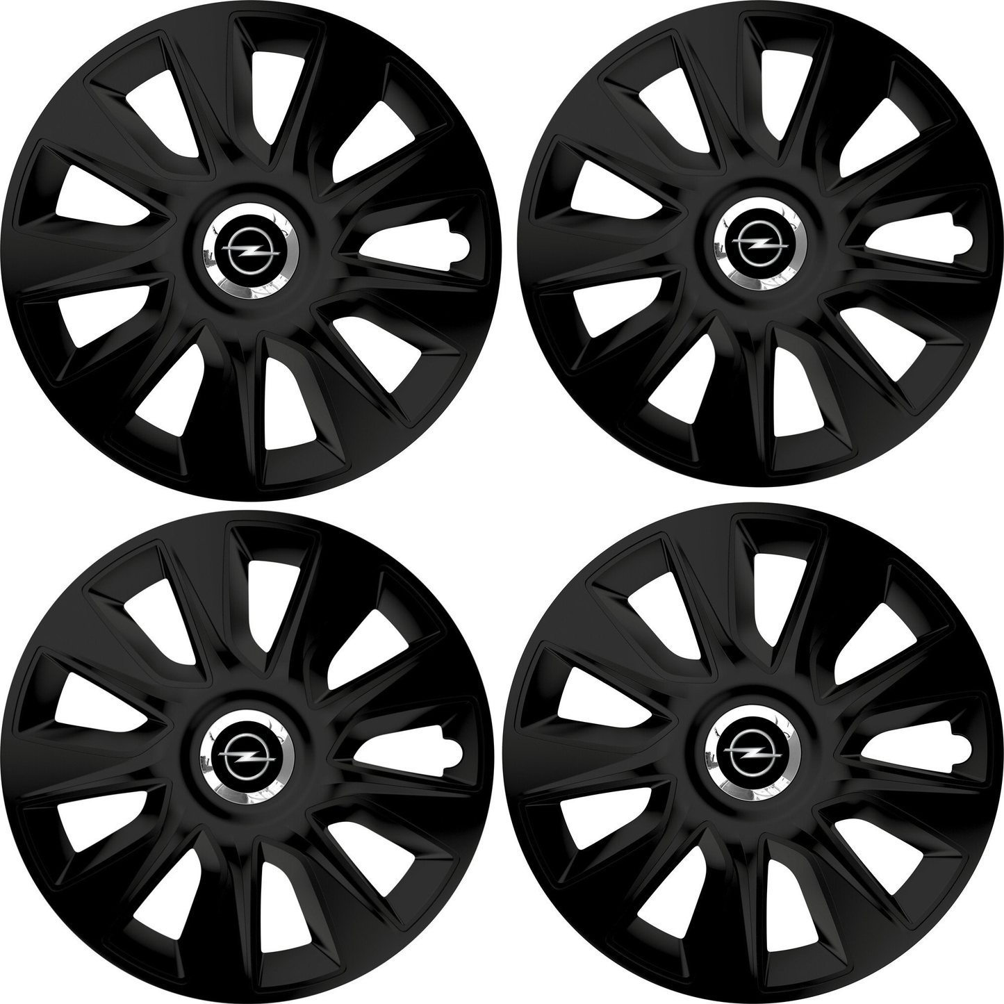 Set 4 Capace Roti 15 inchi (R15) Stratos Negru, Compatibile Cu Opel