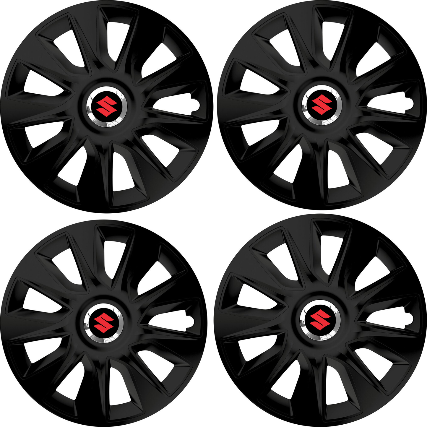 Set 4 Capace Roti 15 inchi (R15) Stratos Negru, Compatibile Cu Suzuki