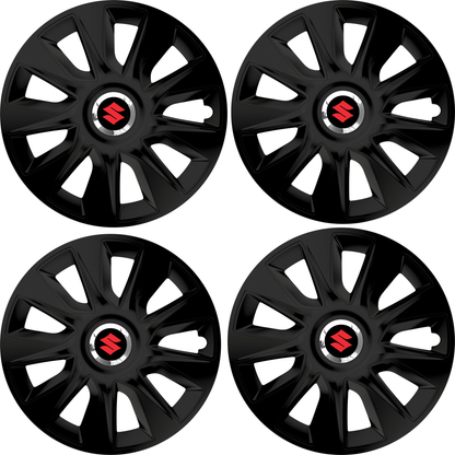Set 4 Capace Roti 15 inchi (R15) Stratos Negru, Compatibile Cu Suzuki