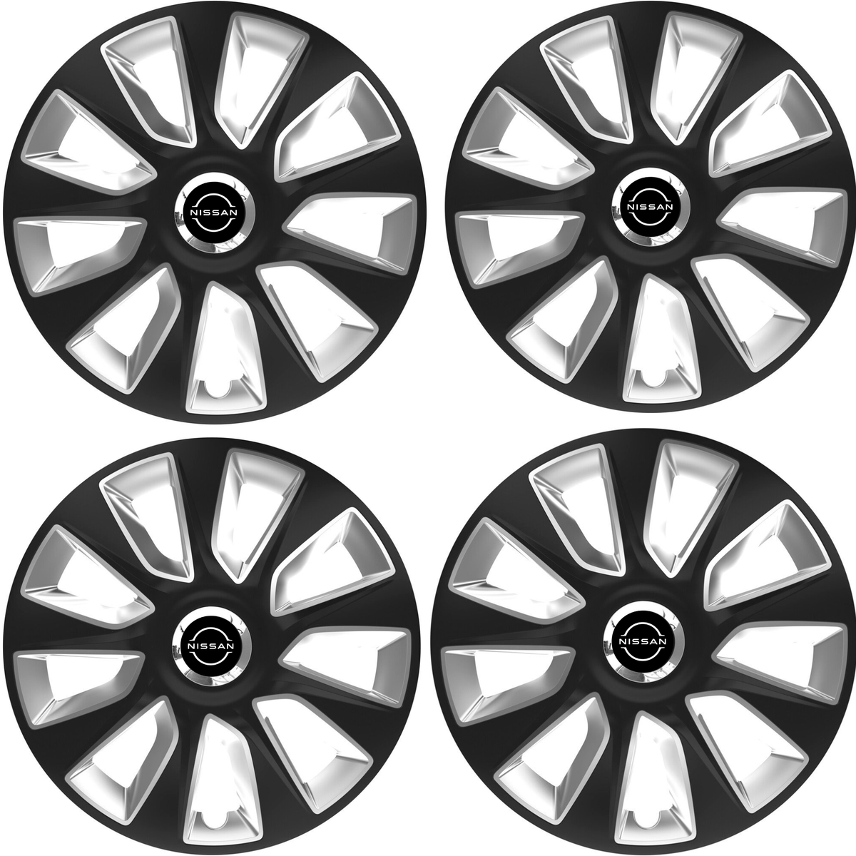 Set 4 Capace Roti 16 inchi (R16) Stratos Gri-Negru, Compatibile Cu Nissan Nou
