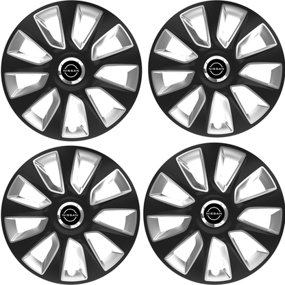 Set 4 Capace Roti 16 inchi (R16) Stratos Gri-Negru, Compatibile Cu Nissan Nou