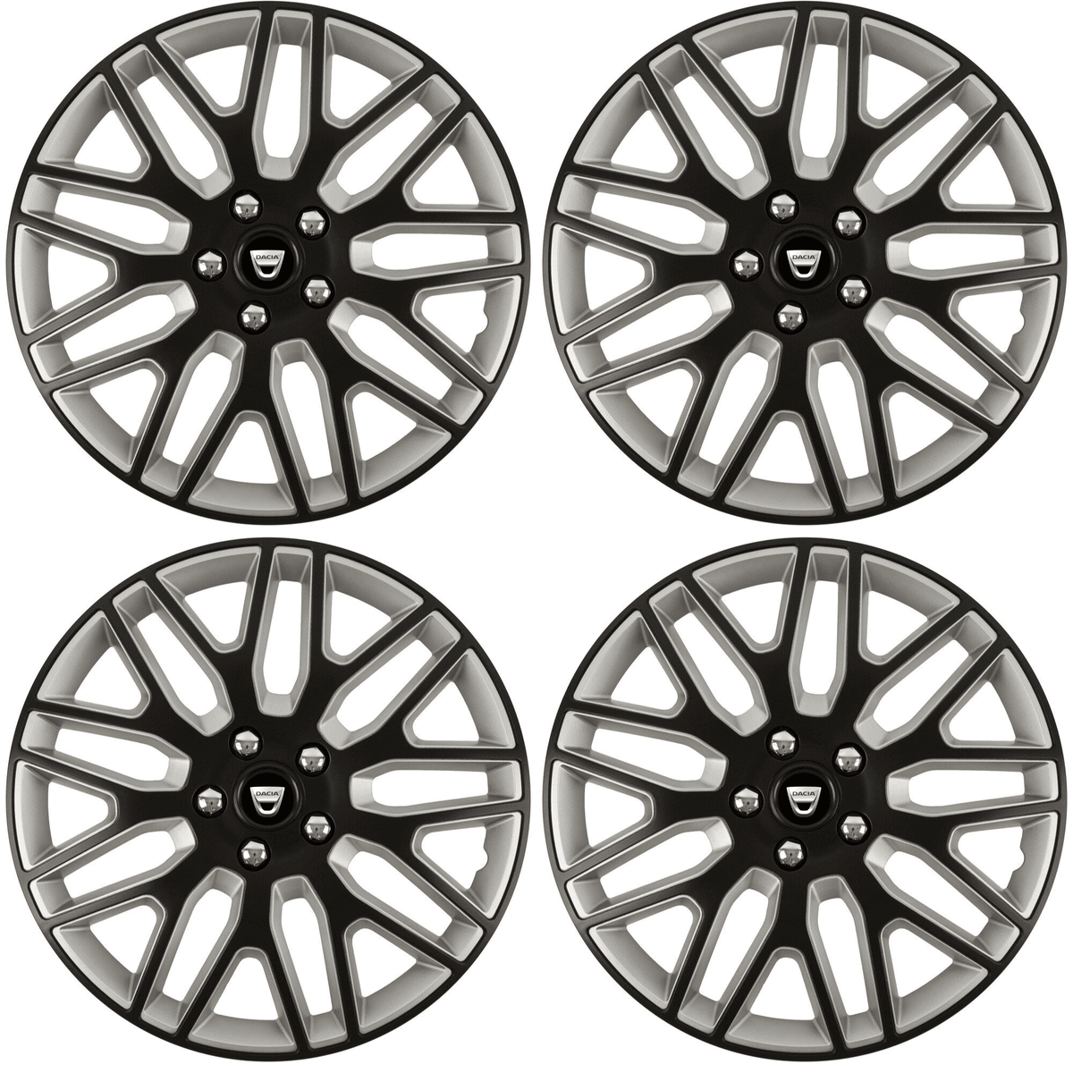 Set 4 Capace Roti 15 inchi (R15) Best Alb-Negru, Compatibile Cu Dacia