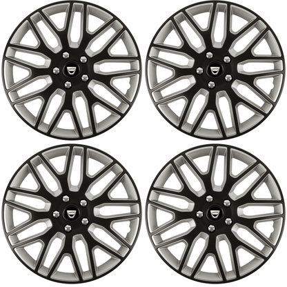 Set 4 Capace Roti 15 inchi (R15) Best Alb-Negru, Compatibile Cu Dacia