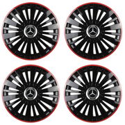 Set 4 Capace Roti pentru Mercedes model Falcon Black Cu Rama Rosie R16