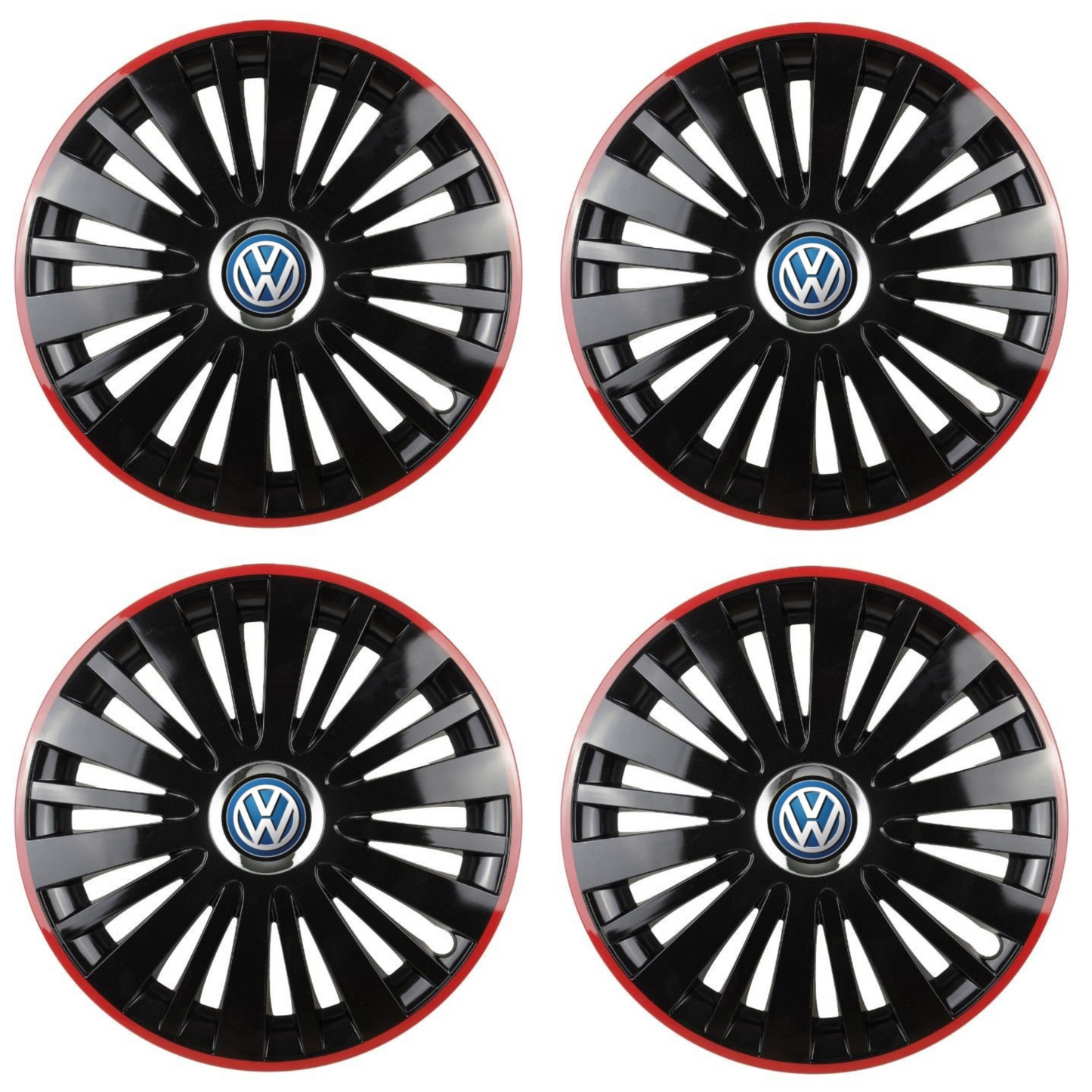 Set 4 Capace Roti pentru Volkswagen model Falcon Black Cu Rama Rosie R16