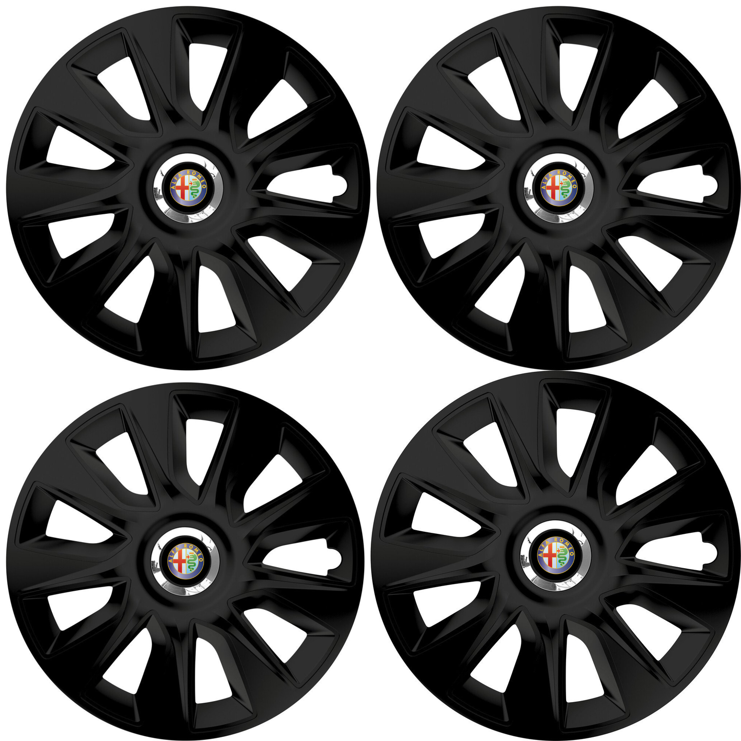 Set 4 Capace Roti 17 inchi (R17) Stratos Negru, Compatibile Cu Alfa Romeo