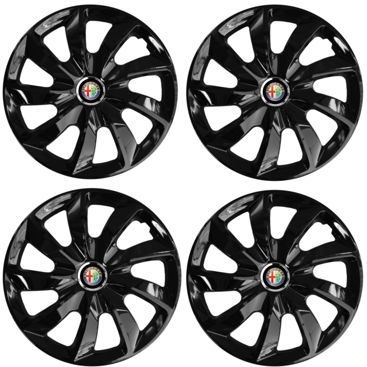 Set 4 Capace Roti 17 inchi (R17), Stig Negru Lucios, Compatibil Cu Alfa Romeo