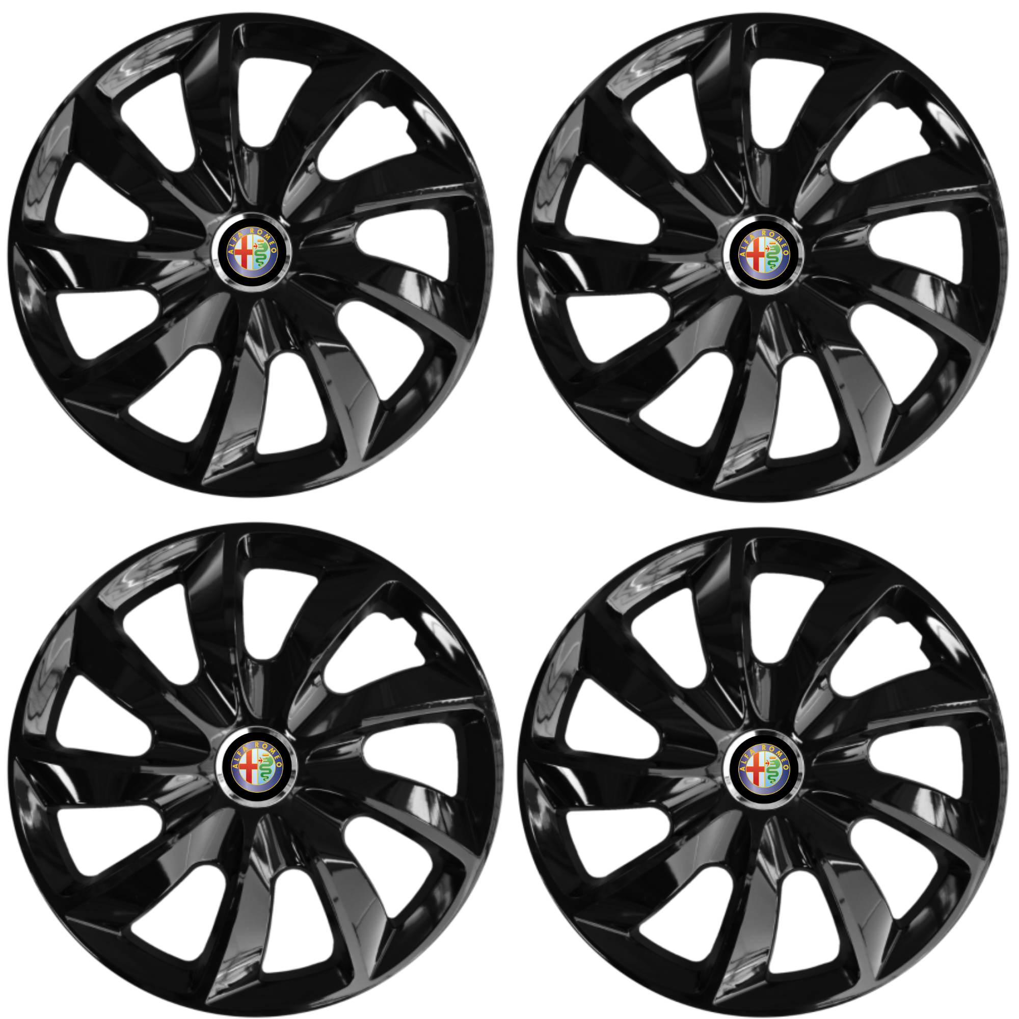 Set 4 Capace Roti 17 inchi (R17), Stig Negru Lucios, Compatibil Cu Alfa Romeo