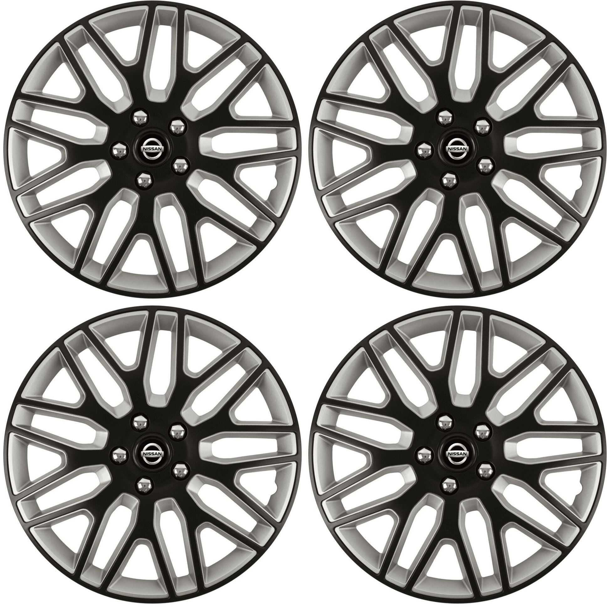 Set 4 Capace Roti 14 inchi (R14) Best Alb-Negru, Compatibile Cu Nissan