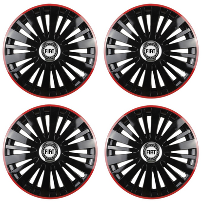Set 4 Capace Roti pentru Fiat model Falcon Black Cu Rama Rosie R14