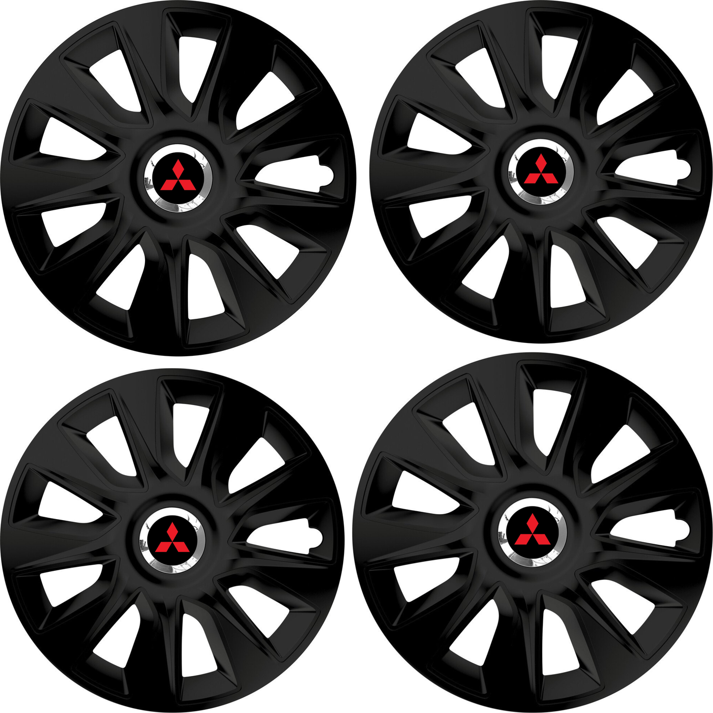 Set 4 Capace Roti 15 inchi (R15) Stratos Negru, Compatibile Cu Mitshubisi