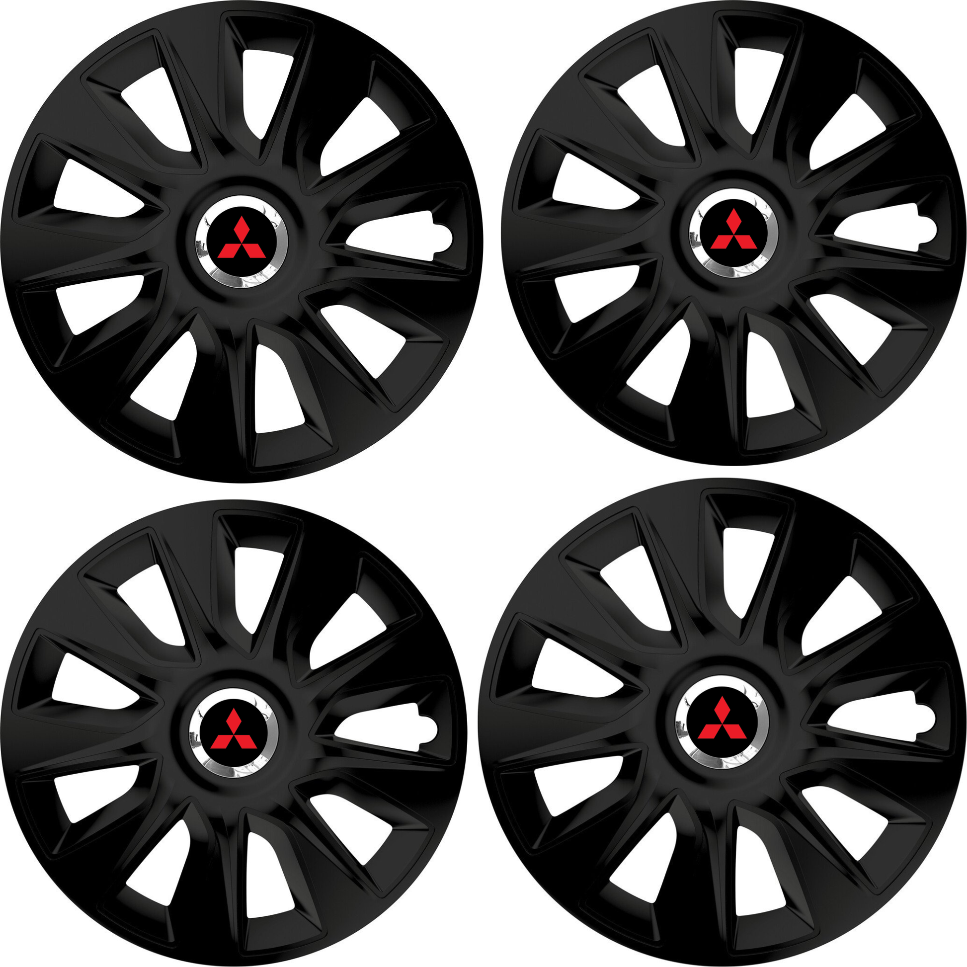 Set 4 Capace Roti 15 inchi (R15) Stratos Negru, Compatibile Cu Mitshubisi