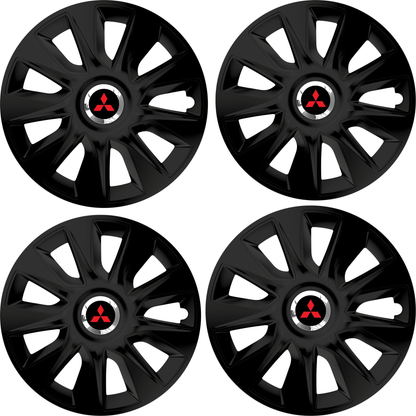 Set 4 Capace Roti 15 inchi (R15) Stratos Negru, Compatibile Cu Mitshubisi
