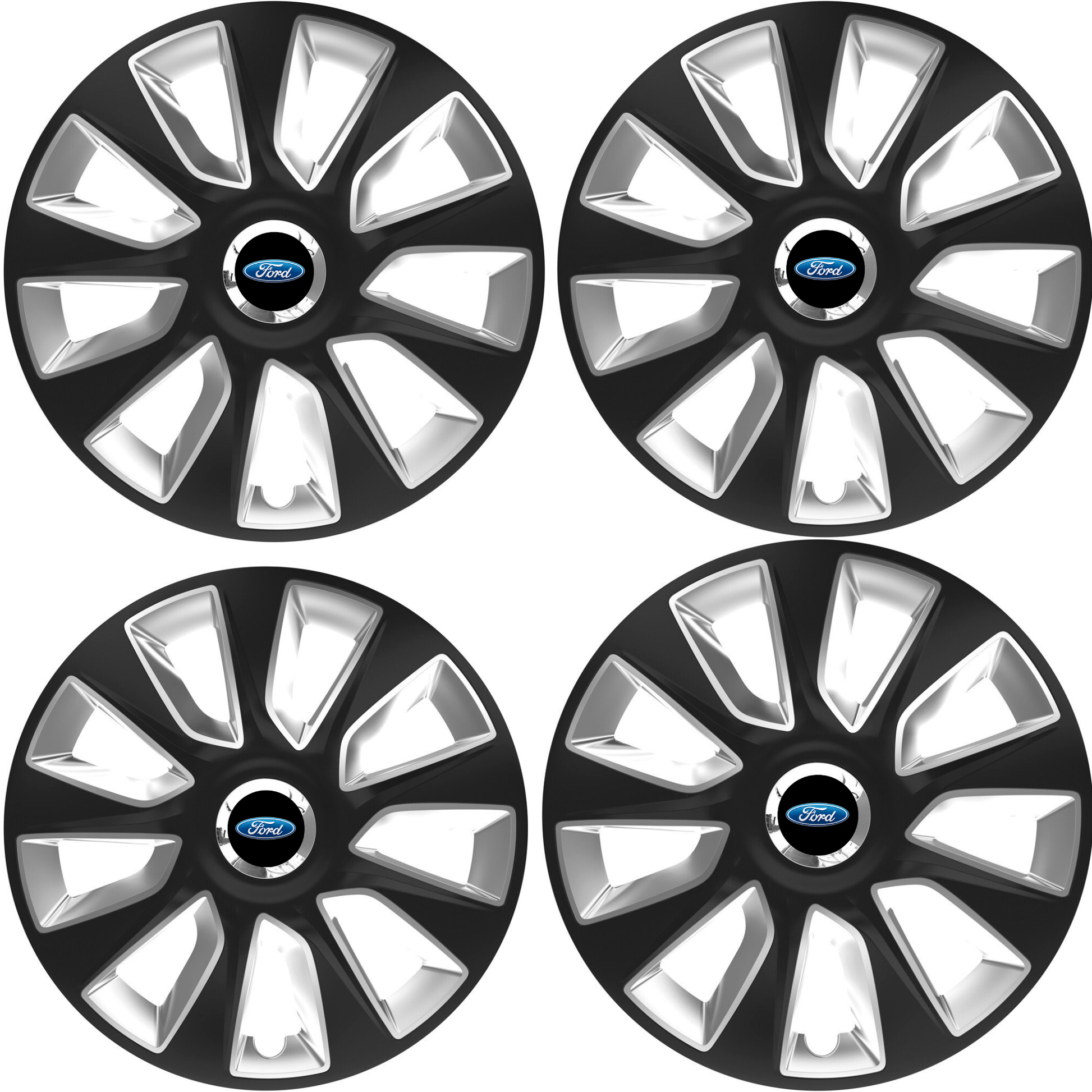 Set 4 Capace Roti 17 inchi (R16) Stratos Gri-Negru, Compatibile Cu Ford