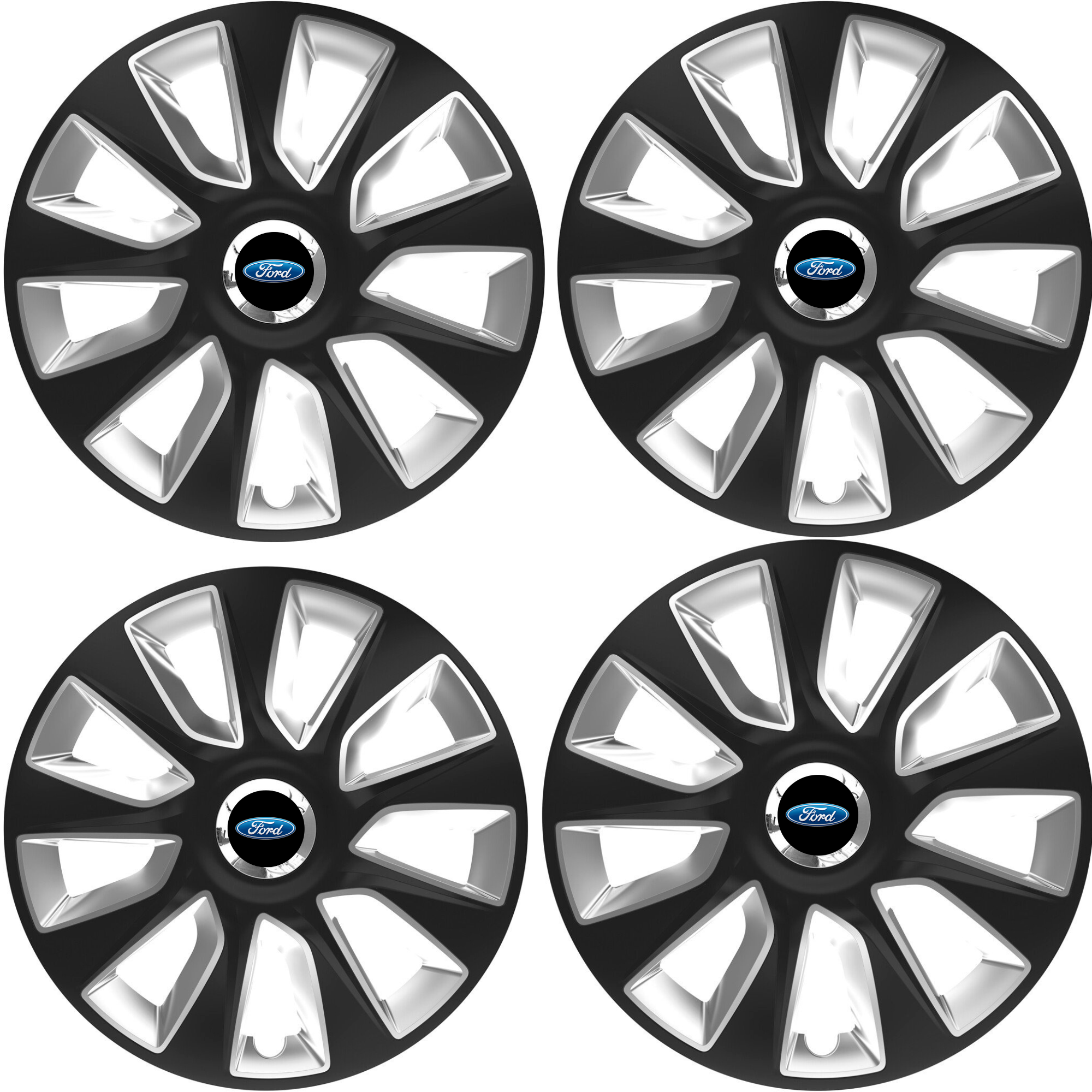 Set 4 Capace Roti 17 inchi (R16) Stratos Gri-Negru, Compatibile Cu Ford