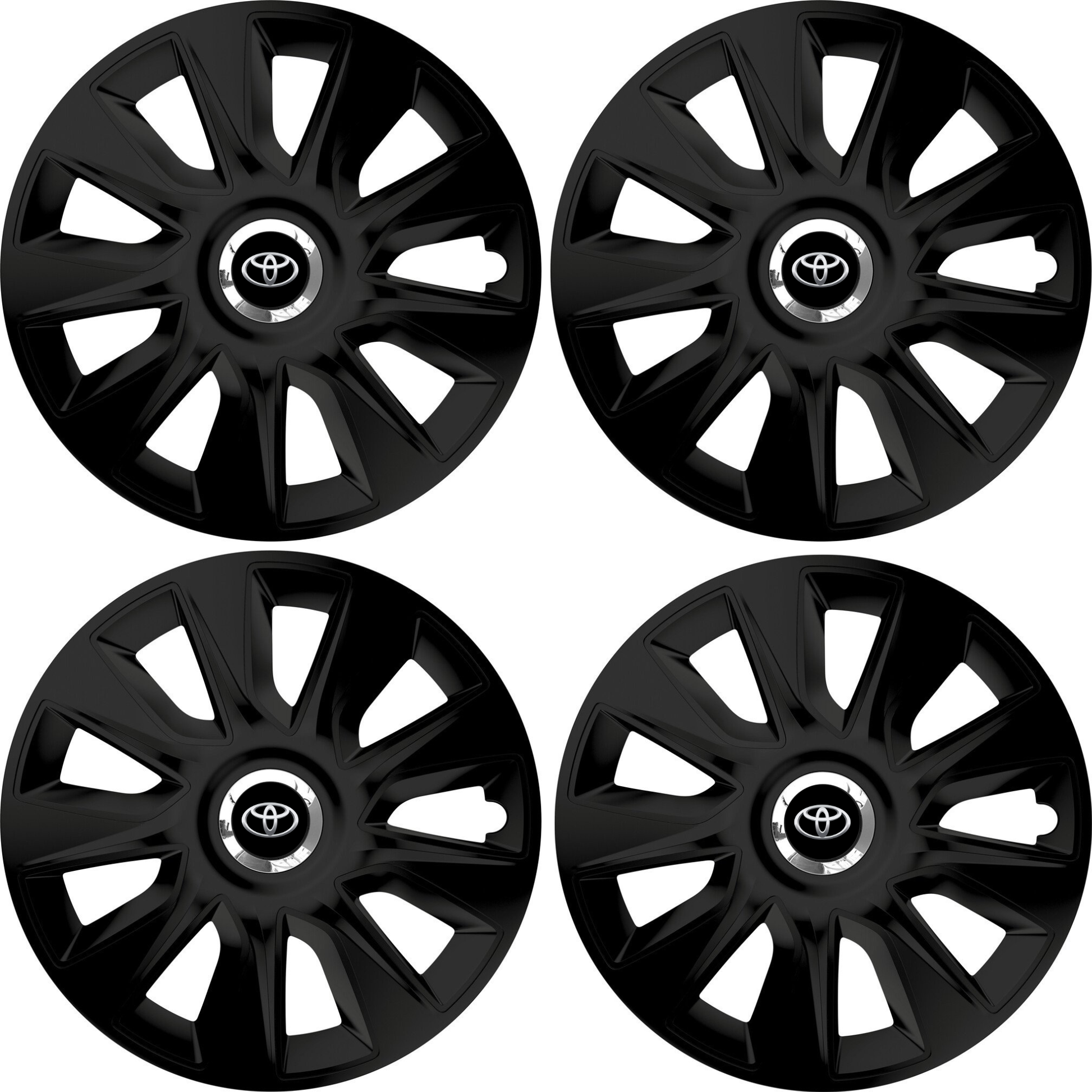 Set 4 Capace Roti 15 inchi (R15) Stratos Negru, Compatibile Cu Toyota