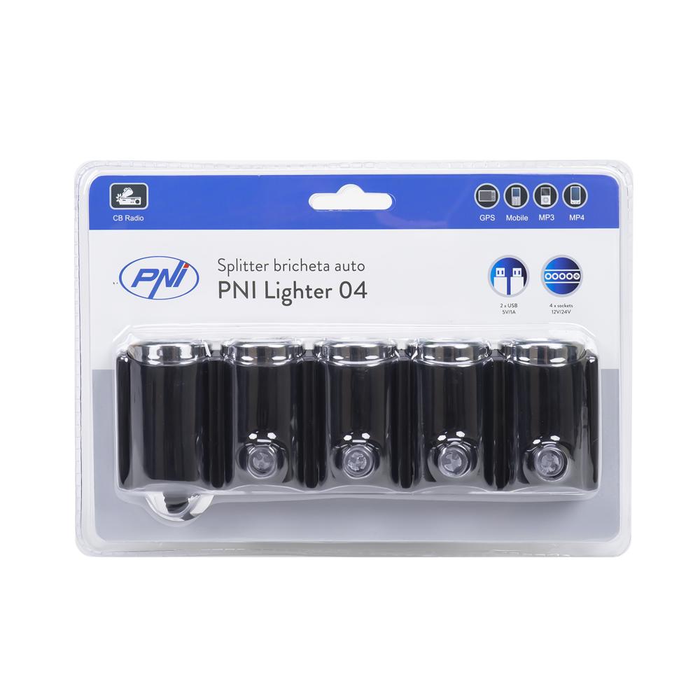 INCARCATOR AUTO PNI LIGHTER 04 CU 4 IESIRI BRICHETA 12V/24V SI 2 IESIRI USB (1A), INDICATOR LED