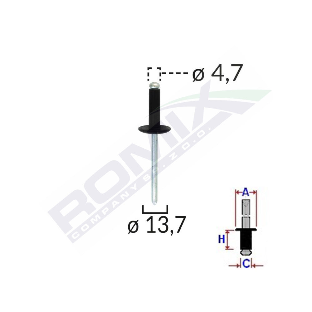 UNIVERZÁLIS FEKETE POP SZEGECS 4,7 MM KÉSZLET 10 DB